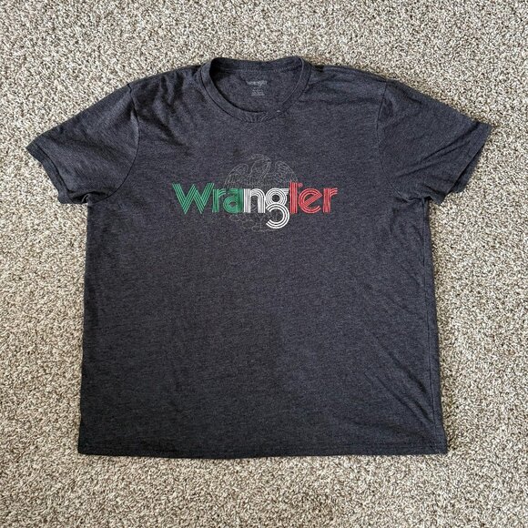 Wrangler T-Shirt Men's XL Mexico Flag Eagle Gray Short Sleeve Tee Shirt - Picture 1 of 6